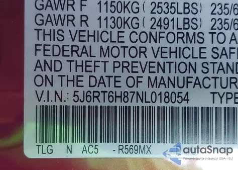 2022 Honda Cr-V Hybrid Ex-L from USA, damaged, VIN 5J6RT6H87NL018054